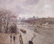Camille Pissarro The Louvre,morning,rainy weather oil painting reproduction